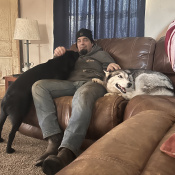 Red, a Black Mix Dog